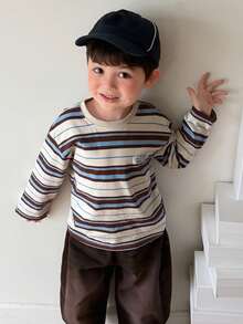 DAZY Baby Boys Round Neck Striped Korean Style Long Sleeve Top Toddler Fall - Multicolor - View 8