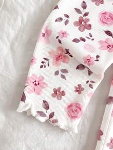 SHEIN Flower More Flower 新生兒長袖褲裝套裝 - 粉色 - 查看 5