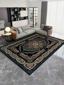 1pc Vintage Pattern Area Rug – Non-Slip Flat Woven Polyester Carpet, Large Indoor Mat For Living Room, Bedroom, Entryway, Garden, Patio Decor - multicolor - View 6