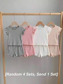 Elladie kids Conjunto de Top de Tirantes para Niñas, Conjunto Multicolor de Varias Piezas, Diseño con Borde de Volantes, Dulce, Juguetón y Lindo, Muy Popular Entre las Niñas, Adecuado para Salidas Diarias de Verano, Compras, Juegos, Etc. - Multicolor - Ver 5