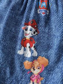 SHEIN | PAW Patrol 2pcs/Set Casual Style Young Boy Puppy Print Crew Neck Short Sleeve T-Shirt & Shorts Comfortable Set - Multicolor - View 8