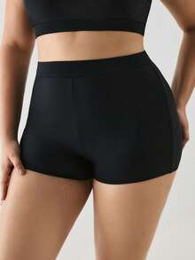 YARNWELL Women's Plus Size Solid Color Bikini Bottoms - Black - View 4