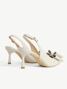 CUCCOO CHICEST Pointed Stiletto Beige Round Mouth Women's High Heels Shoes Fashionable Sexy Bow Four-Season Commuting Daily Versatile Simple Fall Shoes - Beige - View 4