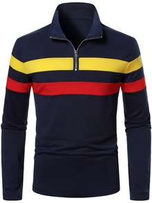 Manfinity Homme 男士拼色休閒日常短袖 Polo 衫 - 彩色 - 查看 3