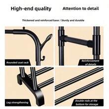 Freestanding Double-Rod Multi-Functional Bedroom Garment Rack, Metal Clothes Organizer & Black Rolling Clothing Rack With Casters For Bedroom Storage, Clothing Display & Minimalist Decor - Multicolor - View 3