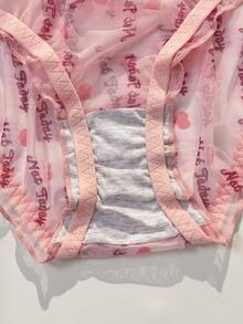 PetitDoll Women's Letter Heart Print Mesh Triangle Panties 3-Piece Set - Multicolor - View 5