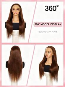 ALL READY WIG 棕色 Wear And Go 无胶假发 人发预剪 26 英寸 5x6 巧克力棕色直发无胶假发 人发预拔漂白结 #4 深棕色蕾丝闭合假发 180 密度 适合女性 - S4 - 查看 5