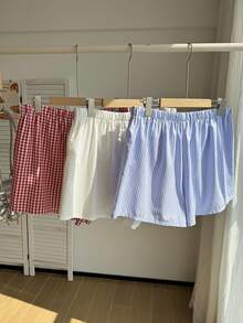 Comfortcana Plus Size Summer Striped Plaid Solid Color Shorts Multi-Pack - Multicolor - View 2
