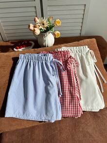 Comfortcana Plus Size Summer Striped Plaid Solid Color Shorts Multi-Pack - Multicolor - View 1