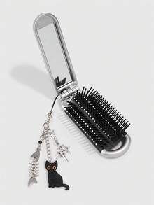 ROMWE Kawaii 1 buah Set Sisir & Cermin Lipat Kucing Hitam Lucu, Sisir Airbag untuk Kembali ke Sekolah, Cermin Sisir Portabel DIY, Sisir Kecil Dekoratif Berbentuk Bintang Gaya Y2K - Warna 14 - View 6