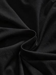 ROMWE Y2K Women's Vintage Print Asymmetrical Shoulder Waist-Cinching Knit T-Shirt - Black - View 4