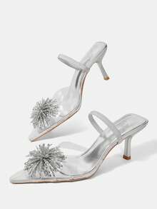CUCCOO HITCHD Fireworks Rhinestones With Pointed Toes, Thin Heels, High Heels, Elegant, Wind Sandals, Traveling And Commuting Fall Shoes - Silver - View 6