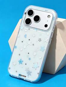 ShellaStory Casing Ponsel Motif Bintang dan Pita Lucu Kompatibel dengan iPhone 17 Pro Max 17 Pro 17 Pro 16 14 13 15 Pro Max 14 15 16 Plus 14 15 13 16 17 Casing Ponsel Motif Tidak Beraturan yang Menawan - Biru - View 1