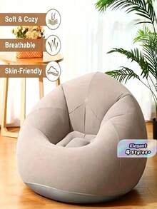 1pc Portable Inflatable Outdoor Leisure Chair, Soft Comfortable Spherical Bean Bag Chair, Breathable Pvc, Inflatable Sofa For Living Room, Balcony, Camping - Multicolor - View 3