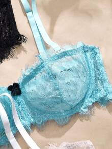 Charlaine Women's Lace Fashionable Comfortable Bow Decor Bra - Multicolor - View 3