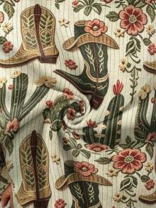 EMERY ROSE Women's Autumn Western Cowboy Cactus Print T-Shirt - Multicolor - View 3