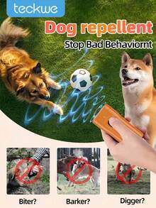 Teckwe 1 Piece Rechargeable Dual Head Ultrasonic Portable Anti Barking Dog Repeller Stop Bark Device For Outdoor Indoor Pet Dog Training Behavior Control. - Multicolor - View 1