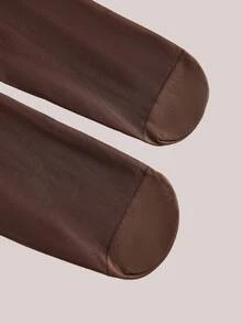 Veilyse Plus Size Women's Shiny Silk Stockings, Black And Skin Tone, Extra Large - Chocolate Brown - View 5