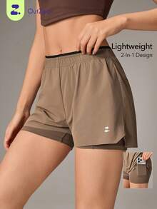 OutZeal Women's Colorblock Casual Daily Outdoor Shorts - Brown - View 1
