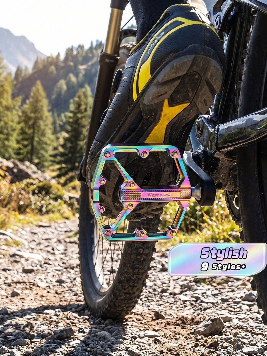 1 Pair WEST BIKING Bicycle Aluminum Alloy Bearings Lubricated Platform Pedals, Mountain Bike Riding Equipment