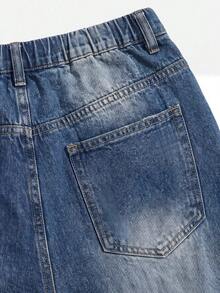 SHEIN MOD Plus Size Women's Casual Everyday Denim Jeans With Pockets And Buttons - Medium Wash - View 4