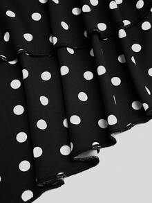 Sweetra Gaun Wanita Musim Semi/Panas Terbaru Seksi Elegan dengan Bahu Asimetris, Tekstur Renda, Ruffle, dan Hem Asimetris dengan Hiasan Pita di Bahu, Cocok untuk Tahun Baru/Malam Musim Gugur - Hitam dan Putih - View 7