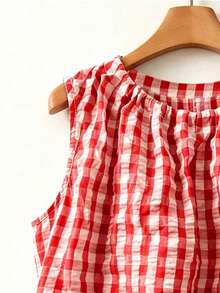 Linhara Spring/Summer New Vacation Casual Style Pattern Plus Size Women's Sleeveless Tank Top - Red - View 3