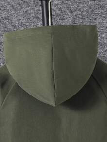SHEIN 男童軍綠色連帽工裝口袋羽絨填充外套，適合外出、學校與居家穿著，附抓絨內裡 - 軍綠色 - 查看 5