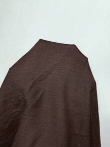 SHEIN Swim Curve Plus Size Solid Color Wrap Tie Knot Short Sheer Shorts Coverup - Brown - View 3