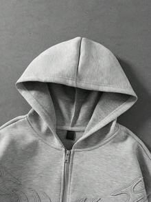ROMWE MEN Street Life 男士街頭風連帽衛衣 - 灰色 - 查看 3