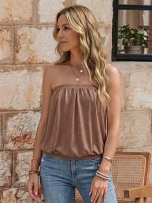 EMERY ROSE Atasan Wanita Plain Casual - Mocha Brown - View 3