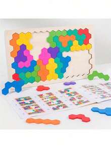 Montessori Early Education Wooden Rainbow Puzzle, Honeycomb Puzzle Mathematical Mental Arithmetic Board Game Logical Thinking Puzzle, Children's Board Toy Hand-Eye Coordination Training Toy - Multicolor - View 10