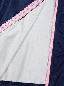 SHEIN Tween女孩針織字母印花長袖立領拉鍊外套、細肩帶背心、短褲3件套 - 藏蓝色 - 查看 12