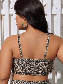 Slaydiva Top de traje de baño tipo camisola de talla grande de unicolor con cordón - Multicolor - Ver 2