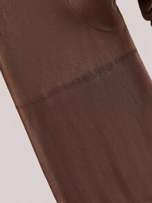 Veilyse Plus Size Women's Shiny Silk Stockings, Black And Skin Tone, Extra Large - Chocolate Brown - View 4