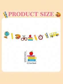 Welcome Back To School Wreath Decoration Colorful Glittery Hanging Banner With Apple Pencil Pom Pom Accents For Classroom School Party On First Day Back To School Decor - Multicolor - View 8