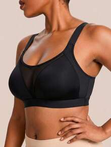 Nora Wilde 1pc Plus Size Sports Backless Wire-Free Bra - Black - View 4
