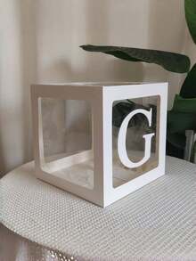 1/5Pcs Clear Balloon Box With Alphabet Letters – 27/1pc Letter Set, Transparent Acrylic Party Decor For Birthday, Bridal Shower, Gender Reveal - White - View 12