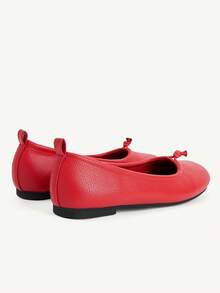 CUCCOO CHICEST Spring And Summer Lychee Pattern Soft Leather Chinese Style Buckle Square Toe Flat Heel Positive Red Ballet Shoes Gentle Low Vamp Commute - Red - View 6