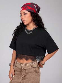 Comfortcana Women's All-Season Going Out Sexy Streetwear Y2k Chic Goth Punk Vintage Basic Preppy Washed Black Loose Short Crop Tops Black Tops Casual Blouses - Black - View 6