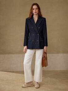 MOTF BLAZER BERKANCING GANDA BERSTRUKTUR - Biru - View 4