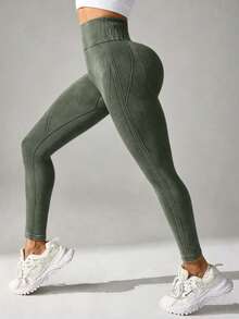 SHEIN Velisys 2pcs Women's High Waist Casual Daily Wear Sports Leggings - Multicolor - View 7