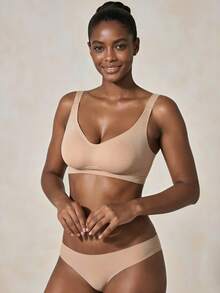 Veilyse 3pcs Set Minimalist Comfortable Sports Bras For Women, Wireless Seamless Solid Color Bras - Multicolor - View 9