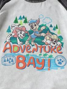 SHEIN | PAW Patrol Young Boy Colorblock Patchwork Cartoon Print T-Shirt And Shorts Set - Black - View 5