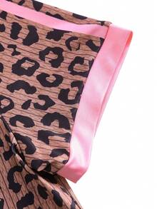 SHEIN 2pcs/Set Teen Short Sleeve & Long Pants Set, Pink Bow Ribbon, Suitable For Spring/Summer, Sports & Commute - Brown - View 3