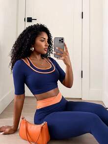 Core Rhythm Women's Slim Fit Sports Casual Set, Suitable For Fitness, Yoga And Other Sports Occasions - Multicolor - View 5