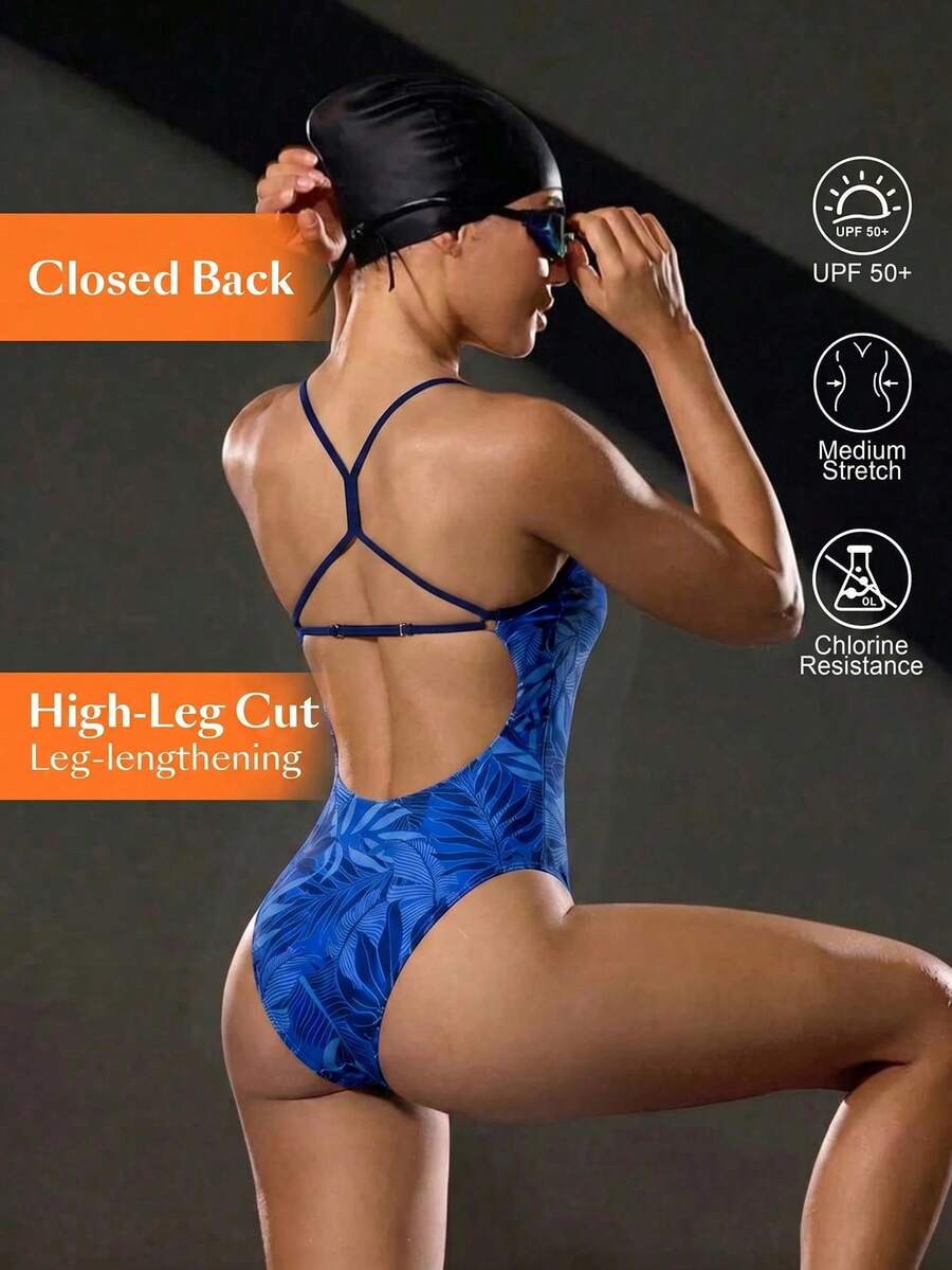 Swim Nautrix 26SS Spring/Summer Professional Racing Anti-UV Anti-Chlorine Tropical Plant Print One-Piece Swimsuit - Multicolor - View 1