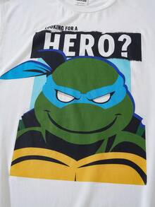 TEENAGE MUTANT NINJA TURTLES | SHEIN 1pc Tween Boy Fun Casual Style Cartoon Print Crew Neck Sleeveless Tank Top - White - View 5