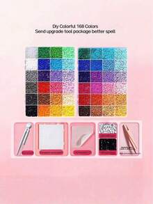 120/168 Colors Hot Melt Bead DIY Craft Kit, With Pegboard, Ironing Paper & Keychain Accessories, Ideal Handmade Gift - A - View 10