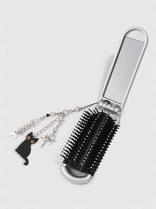 ROMWE Kawaii 1 buah Set Sisir & Cermin Lipat Kucing Hitam Lucu, Sisir Airbag untuk Kembali ke Sekolah, Cermin Sisir Portabel DIY, Sisir Kecil Dekoratif Berbentuk Bintang Gaya Y2K - Warna 14 - View 5